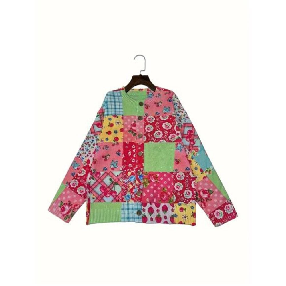 NWT 3D Embroidered Patchwork Cardigan, Multiple Sizes, Unique & Rare Material - Picture 3 of 5